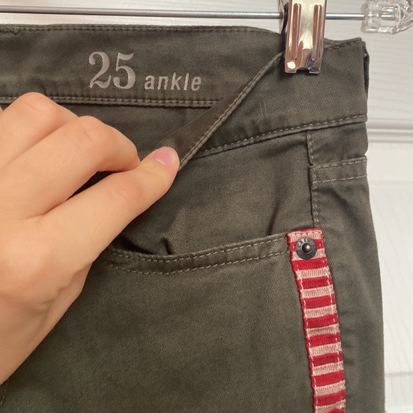 J. Crew Toothpick Olive Green Tuxedo Stripe Jeans - Picture 2 of 6